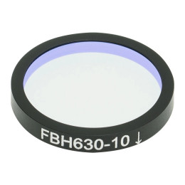 FBH630-10 - Полосовой фильтр, Ø25 мм, центральная длина волны 630 нм, ширина полосы пропускания 10 нм, Thorlabs