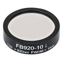 FB920-10 - Полосовой фильтр, Ø1", центральная длина волны 920 ± 2 нм, ширина полосы пропускания 10 ± 2 нм, Thorlabs