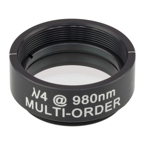 WPMQ10M-980 - Четвертьволновая фазовая пластинка множественного порядка, Ø1", оправа с резьбой SM1, просветляющее покрытие: 980 нм, Thorlabs