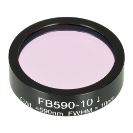 FB590-10 - Полосовой фильтр, Ø1", центральная длина волны 590 ± 2 нм, ширина полосы пропускания 10 ± 2 нм, Thorlabs