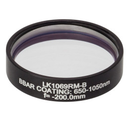 LK1069RM-B - N-BK7 плоско-вогнутая цилиндрическая круглая линза в оправе, фокусное расстояние: -200 мм, Ø1", просветляющее покрытие: 650 - 1050 нм, Thorlabs