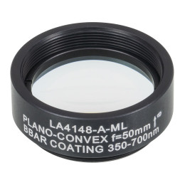 LA4148-A-ML - Плоско-выпуклая линза, диаметр: 1", материал: UVFS, оправа с резьбой: SM1, f = 50.0 мм, покрытие: 350 - 700 нм, Thorlabs