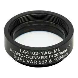 LA4102-YAG-ML - Плоско-выпуклая линза, диаметр: 1", материал: UVFS, оправа с резьбой: SM1, f = 200.0 мм, покрытие: 532/1064 нм, Thorlabs