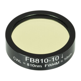 FB810-10 - Полосовой фильтр, Ø1", центральная длина волны 810 ± 2 нм, ширина полосы пропускания 10 ± 2 нм, Thorlabs