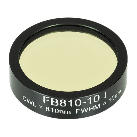 FB810-10 - Полосовой фильтр, Ø1", центральная длина волны 810 ± 2 нм, ширина полосы пропускания 10 ± 2 нм, Thorlabs