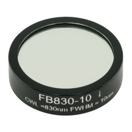 FB830-10 - Полосовой фильтр, Ø1", центральная длина волны 830 ± 2 нм, ширина полосы пропускания 10 ± 2 нм, Thorlabs