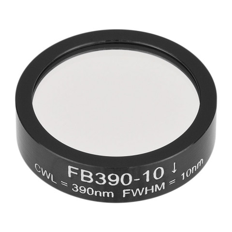 FB390-10 - Полосовой фильтр, Ø1", центральная длина волны 390 ± 2 нм, ширина полосы пропускания 10 ± 2 нм, Thorlabs