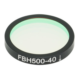 FBH500-40 - Полосовой фильтр, Ø25 мм, центральная длина волны 500 нм, ширина полосы пропускания 40 нм, Thorlabs