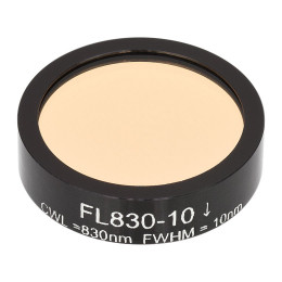 FL830-10 - Фильтр для работы с диодным лазером, Ø1", центральная длина волны 830 ± 2 нм, ширина полосы пропускания 10 ± 2 нм, Thorlabs
