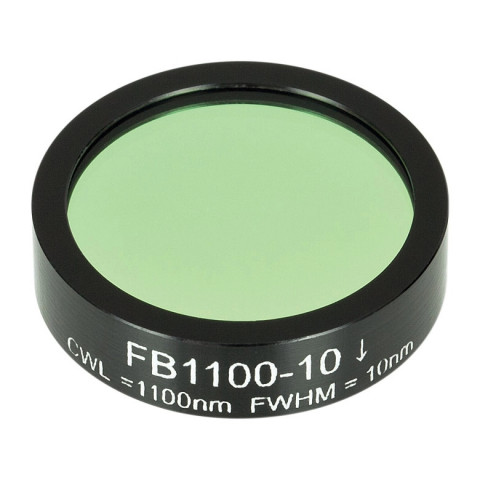 FB1100-10 - Полосовой фильтр, Ø1", центральная длина волны 1100 ± 2 нм, ширина полосы пропускания 10 ± 2 нм, Thorlabs
