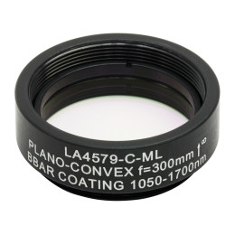 LA4579-C-ML - Плоско-выпуклая линза, диаметр: 1", материал: UVFS, оправа с резьбой: SM1, f = 300.0 мм, покрытие: 1050 - 1700 нм, Thorlabs