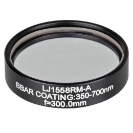 LJ1558RM-A - N-BK7 плоско-выпуклая круглая линза в оправе, фокусное расстояние: 300 мм, Ø1", просветляющее покрытие: 350 - 700 нм, Thorlabs