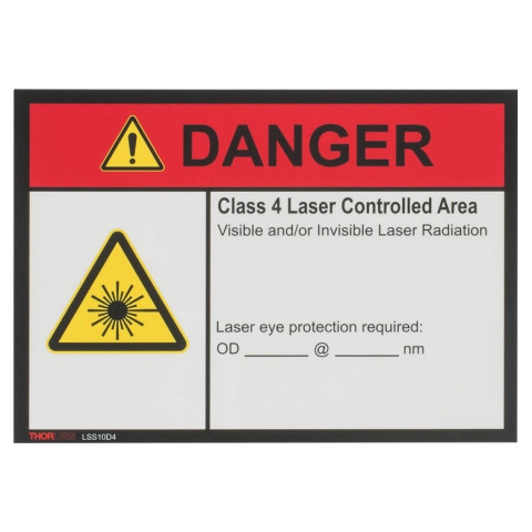 LSS10D4 - Предупреждающий знак "Danger", класс опасности: 4, лазерная безопасность, 10" x 14", Thorlabs