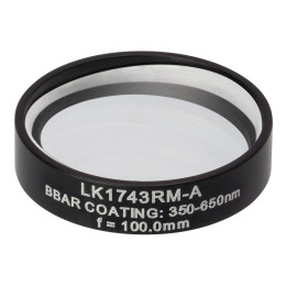 LK1743RM-A - N-BK7 плоско-вогнутая цилиндрическая круглая линза в оправе, фокусное расстояние: -100 мм, Ø1", просветляющее покрытие: 350 - 700 нм, Thorlabs