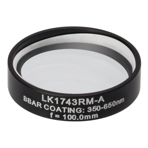 LK1743RM-A - N-BK7 плоско-вогнутая цилиндрическая круглая линза в оправе, фокусное расстояние: -100 мм, Ø1", просветляющее покрытие: 350 - 700 нм, Thorlabs