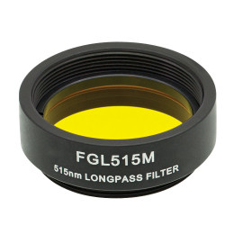 FGL515M - Длинноволновый цветной светофильтр в оправе, Ø25 мм, резьба SM1, длина волны среза: 515 нм, Thorlabs