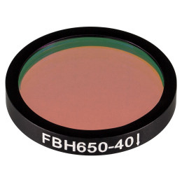 FBH650-40 - Полосовой фильтр, Ø25 мм, центральная длина волны 650 нм, ширина полосы пропускания 40 нм, Thorlabs