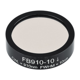 FB910-10 - Полосовой фильтр, Ø1", центральная длина волны 910 ± 2 нм, ширина полосы пропускания 10 ± 2 нм, Thorlabs