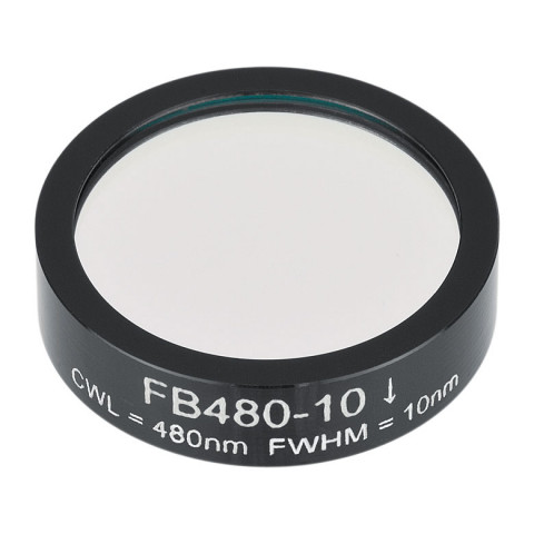 FB480-10 - Полосовой фильтр, Ø1", центральная длина волны 480 ± 2 нм, ширина полосы пропускания 10 ± 2 нм, Thorlabs