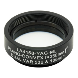 LA4158-YAG-ML - Плоско-выпуклая линза, диаметр: 1", материал: UVFS, оправа с резьбой: SM1, f = 250.0 мм, покрытие: 532/1064 нм, Thorlabs