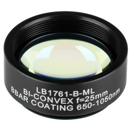 LB1761-B-ML - N-BK7 двояковыпуклая линза в оправе, Ø1/2", фокусное расстояние 25.4 мм, просветляющее покрытие: 650 - 1050 нм, Thorlabs
