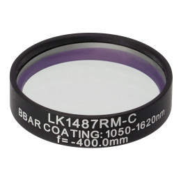 LK1487RM-C - N-BK7 плоско-вогнутая цилиндрическая круглая линза в оправе, фокусное расстояние: -400 мм, Ø1", просветляющее покрытие: 1050 - 1700 нм, Thorlabs