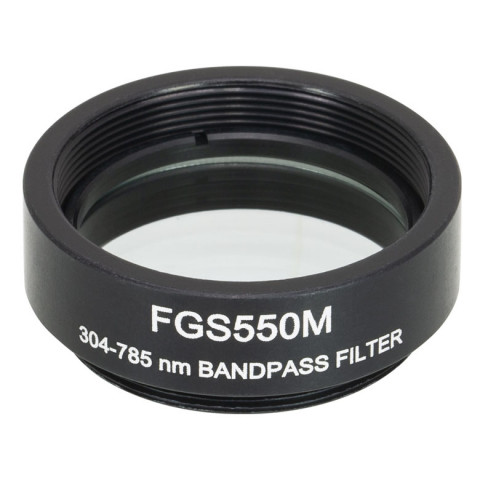 FGS550M - Цветной светофильтр, Ø25 мм, резьба на оправе: SM1, материал KG2, полоса пропускания: 304 - 785 нм, Thorlabs