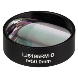 LJ5195RM-D - Плоско-выпуклая цилиндрическая линза, Ø1", в оправе, материал: CaF2, f = 50.0 мм, просветляющее покрытие: 1.65 - 3.0 мкм, Thorlabs