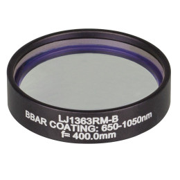 LJ1363RM-B - N-BK7 плоско-выпуклая круглая линза в оправе, фокусное расстояние: 400 мм, Ø1", просветляющее покрытие: 650 - 1050 нм, Thorlabs