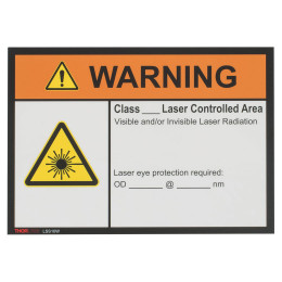 LSS10W - Предупреждающий знак "WARNING", лазерная безопасность, 10" x 14", Thorlabs