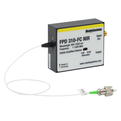 FPD310-FC-NIR - Высокочувствительный PIN фотодетектор, рабочий спектральный диапазон: 950 - 1650 нм, для сигналов с частотой:1 МГц до 1.5 ГГц, регулируемый коэффициент усиления, Thorlabs