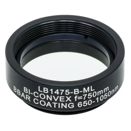 LB1475-B-ML - N-BK7 двояковыпуклая линза в оправе, Ø1", фокусное расстояние 750.0 мм, просветляющее покрытие: 650 - 1050 нм, Thorlabs