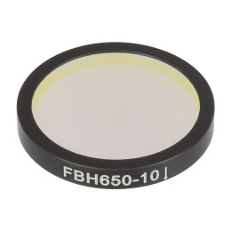 FBH650-10 - Полосовой фильтр, Ø25 мм, центральная длина волны 650 нм, ширина полосы пропускания 10 нм, Thorlabs