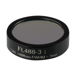 FL488-3 - Фильтр для работы с аргоновым лазером, Ø1", центральная длина волны 488 ± 0.6 нм, ширина полосы пропускания 3 ± 0.6 нм, Thorlabs