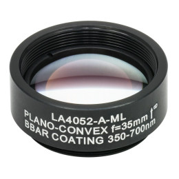 LA4052-A-ML - Плоско-выпуклая линза, диаметр: 1", материал: UVFS, оправа с резьбой: SM1, f = 35.0 мм, покрытие: 350 - 700 нм, Thorlabs