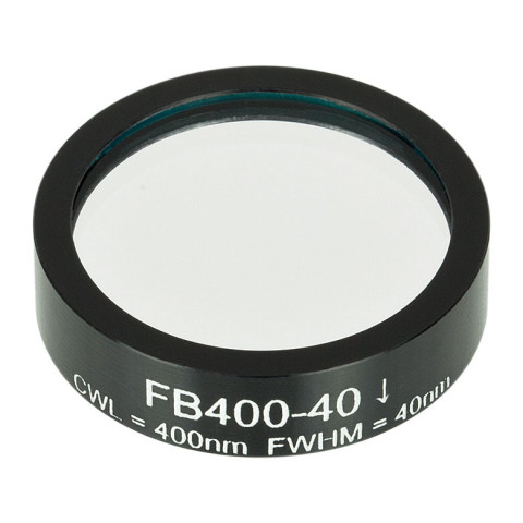 FB400-40 - Полосовой фильтр, Ø1", центральная длина волны 400 ± 8 нм, ширина полосы пропускания 40 ± 8 нм, Thorlabs