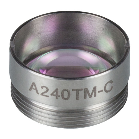 A240TM-C - Асферическая линза Rochester в оправе, f = 8.0 мм, NA = 0.5, просветляющее покрытие: 1050-1620 нм, Thorlabs