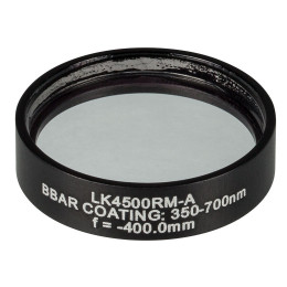 LK4500RM-A - Плоско-вогнутая цилиндрическая круглая линза из кварцевого стекла в оправе, фокусное расстояние: -400 мм, Ø1", просветляющее покрытие: 350 - 700 нм, Thorlabs