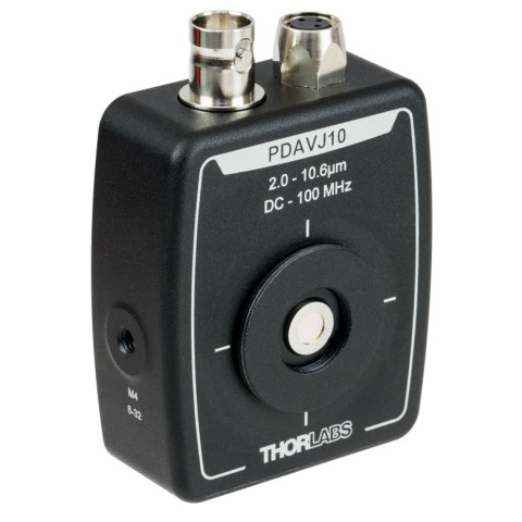 PDAVJ10 - HgCdTe фотодетектор с усилителем, рабочий диапазон: 2.0 - 10.6 мкм, активная область: 1 мм2, разъем для источника питания: 100 - 120 или 220 - 240 В, Thorlabs