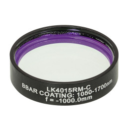 LK4015RM-C - Плоско-вогнутая цилиндрическая круглая линза из кварцевого стекла в оправе, фокусное расстояние: -1000 мм, Ø1", просветляющее покрытие: 1050 - 1700 нм, Thorlabs