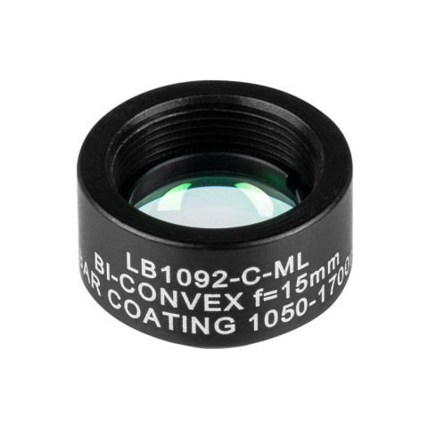 LB1092-C-ML - N-BK7 двояковыпуклая линза в оправе, Ø1/2", фокусное расстояние 15.0 мм, просветляющее покрытие: 1050 - 1700 нм, Thorlabs