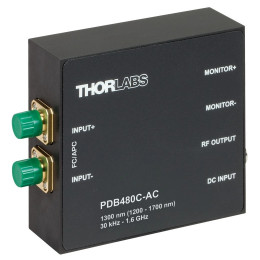 PDB480C-AC - Балансный фотодетектор с трансимпедансным усилителем, сопряжен с оптоволокном, диапазон рабочих частот до 1.6 ГГц, InGaAs, связанные по переменному току выходы, Thorlabs