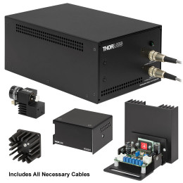 GVSM001-EC/M - 1D гальванометрическая система с полным набором доп. комплектующих: источник питания (EC, 230 В), держатель-теплоотвод (метрическая резьба), корпус платы драйвера, кабели, Thorlabs