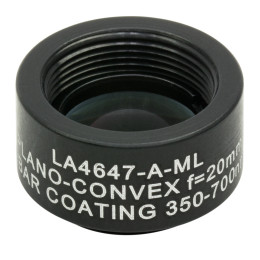 LA4647-A-ML - Плоско-выпуклая линза, диаметр: 1/2", материал: UVFS, оправа с резьбой: SM05, f = 20.0 мм, покрытие: 350 - 700 нм, Thorlabs