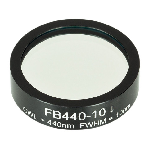 FB440-10 - Полосовой фильтр, Ø1", центральная длина волны 440 ± 2 нм, ширина полосы пропускания 10 ± 2 нм, Thorlabs