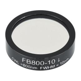 FB800-10 - Полосовой фильтр, Ø1", центральная длина волны 800 ± 2 нм, ширина полосы пропускания 10 ± 2 нм, Thorlabs