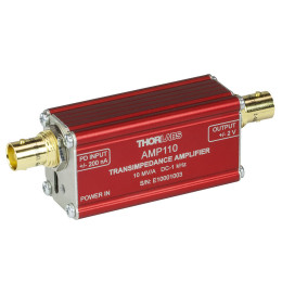 AMP110 - Трансимпедансный усилитель, усиление: 10 МВ/A, ширина полосы пропускания: 1 кГц, Thorlabs