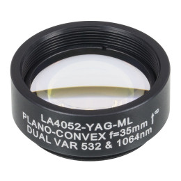LA4052-YAG-ML - Плоско-выпуклая линза, диаметр: 1", материал: UVFS, оправа с резьбой: SM1, f = 35.0 мм, покрытие: 532/1064 нм, Thorlabs