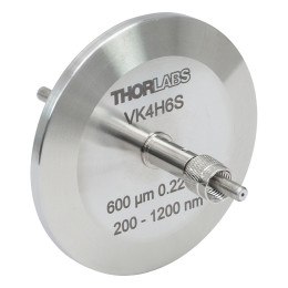 VK4H6S - Сквозное соединение для работы с оптоволокном в сверхглубоком вакууме, для фланцев KF40, рабочий диапазон: 200 - 1200 нм, числовая апертура: 0.22, сердцевина оптоволокна: Ø600 мкм, низкое содержание OH, SMA разъемы, Thorlabs