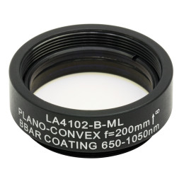 LA4102-B-ML - Плоско-выпуклая линза, диаметр: 1", материал: UVFS, оправа с резьбой: SM1, f = 200.0 мм, покрытие: 650 - 1050 нм, Thorlabs